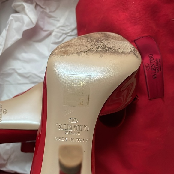 VALENTINO Garavani Red Bow Peep Toe Heels Size 36/6 - Picture 9 of 10